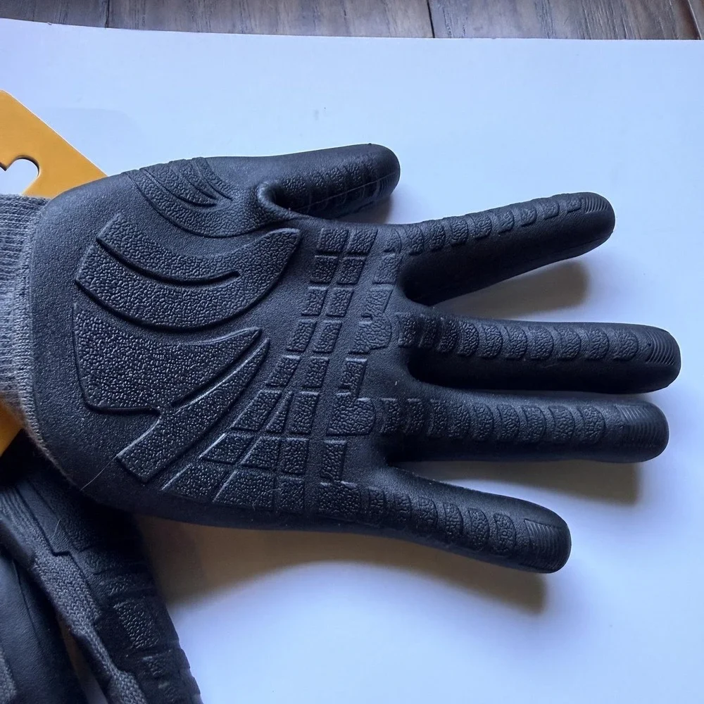 Carhartt Gloves Mens Large Black Knit Grip Work Lightweight Stretch Non Slip